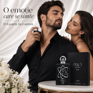 Parfum Arăbesc Tharwah Silver Lattafa Pride EDP 100 ml Bărbat, Inspirat Ralph’s Club, Aromă Lemnos Floral Mosc cu Bergamotă, Mentă, Lavandă, Salvie, Cedru, Mosc și Vetiver - Img 5