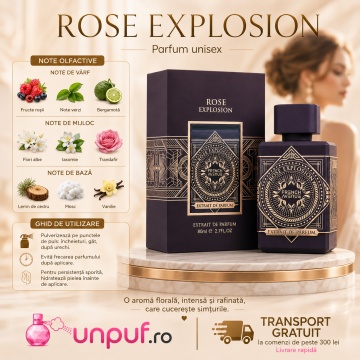 Parfum Arăbesc Unisex Rose Explosion French Avenue 80 ml, Apă de Parfum, Inspirat de Atomic Rose Initio, Aromă Florală Intensă cu Fructe Roșii, Note Verzi, Bergamotă, Flori Albe, Iasomie, Trandafir, Cedru, Mosc și Vanilie - Img 9