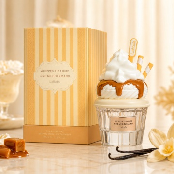 Parfum Arăbesc Whipped Pleasure Lattafa 75 ml, Apă de Parfum Unisex, Aromă Oriental Vanilată Gurmandă cu Popcorn, Sare, Caramel, Lapte, Iasomie, Tonka, Mosc, Ambroxan și Rășină Benzoică