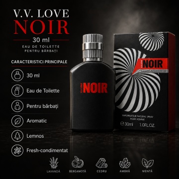 Parfum Bărbat V.V. Love Noir Eau de Parfum 30 ml, Inspirat din Drakkar Noir Guy Laroche, Aromă Aromatică Lemnoasă și Fresh Condimentată - Img 2