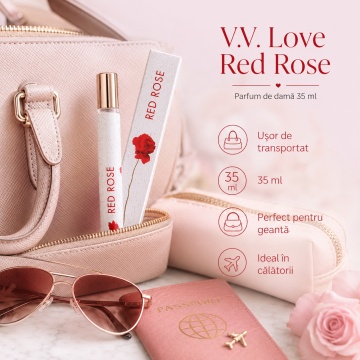 Parfum Damă Red Rose 35 ml V.V. Love, Apă de Parfum, Inspirat de Flower by Kenzo, Aromă Floral Pudrată cu Trandafir Bulgăresc, Violetă de Parma, Coacăze Negre, Vanilie, Mosc Alb și Tămâie - Img 4