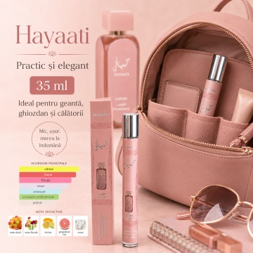 Parfum Hayaati 35 ml, Apă de Parfum Damă, Aromă Floral Fructată Dulce, Citrică și Moscată, Format Compact, Note de Grapefruit Roz, Citrice, Flori, Mosc, Lychee, Trandafir, Piersică, Vanilie și Pralină - Img 5