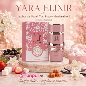 Parfum Lattafa Yara Elixir 100 ml, Apă de Parfum Damă, Aromă Dulce Gourmandă Ambra Vanilat, Note de Coacăze Negre, S’Mores cu Căpșuni, Caramel, Mosc și Vanilie - Img 12
