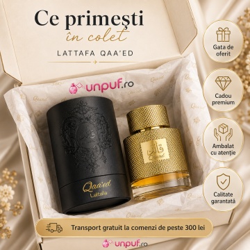 Parfum Qaa’ed Lattafa 100 ml, Eau de Parfum unisex, aromă orientală caldă cu scorțișoară, cardamom, bergamotă, șofran, oud, vanilie și ambră - Img 5