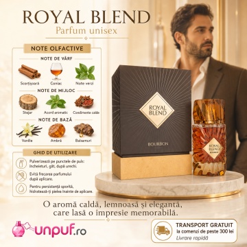 Parfum Unisex Arăbesc French Avenue Royal Blend Bourbon 100 ml, Apă de Parfum, Aromă Oriental Ambrată cu Scorțișoară, Coniac, Șofran, Note Verzi, Stejar, Condimente Calde, Rășini, Vanilie, Ambră, Mosc și Cedru - Img 9