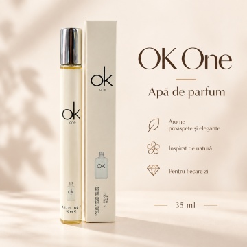 Parfum unisex OK One V.V. Love, Apa de Parfum, 35 ml, aroma citrica verde lemnoasa, lamaie, bergamota, mandarina, ananas, ceai verde, cedru, mosc si ambra