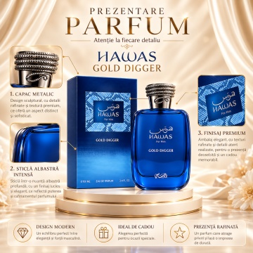 Rasasi Hawas Gold Digger – Parfum EDP 100 ml, bărbați - Img 3