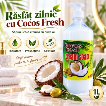 Săpun Lichid Cremos Cloret Cocos Fresh cu Pompiță – 1 L - Img 4