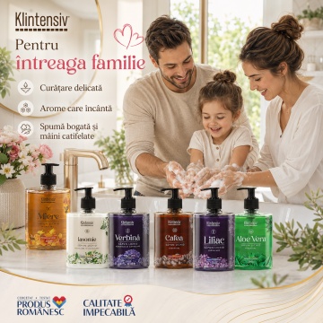 Săpun lichid Klintensiv, parfum Cafea, spumă fină, efect emolient și protectiv, peste 94% ingrediente biodegradabile, pentru mâini și tegumente, 500 ml, 4x Stickere - Img 6