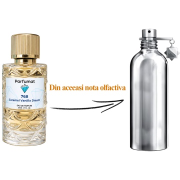 Set Apa de parfum Parfumat 768 Caramel Vanilla Dream, Unisex, 50 ml si Gentuta cosmetice - Img 2