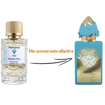 Set Apa de parfum Parfumat 777 Vulcan Feu, Unisex, 50 ml si Gentuta cosmetice - Img 2