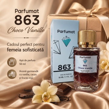 Set Apa de parfum Parfumat 863 Choco Vanille, Dama, 50 ml si Gentuta cosmetice - Img 6