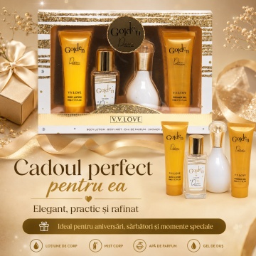 Set Cadou Damă V.V. Love Golden Dew Porcelain 4 Piese, Body Lotion, Body Mist, Eau de Parfum și Shower Gel 4x50 ml, Inspirat din J’adore Dior - Img 4