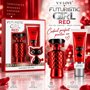 Set Cadou Femei V.V.Love Futuristic Girl Red, Eau de Parfum 30 ml + Body Lotion 50 ml