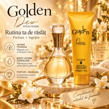 Set cadou V.V.Love Golden Dew Pour Femme, Eau de Parfum 30 ml + Body Lotion 50 ml, Parfum Feminin - Img 3