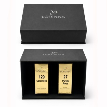 Set parfum Lorinna Paris Purple Rose & Caramello, 2 x 50 ml, Cutie cadouri parfum premium