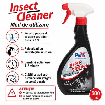 Soluție curățat insecte auto PRO X Insect Cleaner, pentru caroserie, parbriz, faruri și suprafețe exterioare, dizolvă urmele de insecte și murdăria organică, 500 ml, 4x Stickere - Img 4
