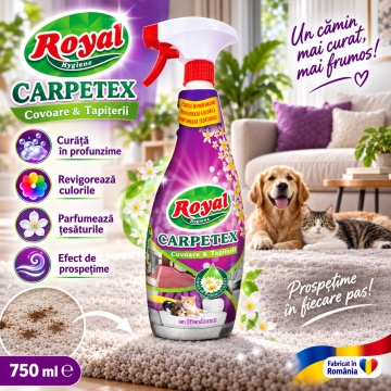 Soluție pentru Covoare și Tapițerii Royal Hygiene Carpetex, Curăță în Profunzime, Revigorează Culorile, Parfumează Țesăturile, Fabricat în România, 750 ml - Img 4