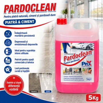 Detergent degresant concentrat pentru pardoseli dure Pardoclean PRO X, spumare redusă, pentru piatră naturală, gresie, ciment, suprafețe epoxidice, ateliere, fabrici, service-uri auto și spații comerciale, 5 kg, 4x Stickere - Img 6