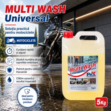 Detergent universal concentrat Multi Wash PRO X, pentru suprafețe exterioare, fațade, pavele, ciment, piatră, lemn, auto, moto, barcă, rulotă, 5 Kg, 4x Stickere - Img 6