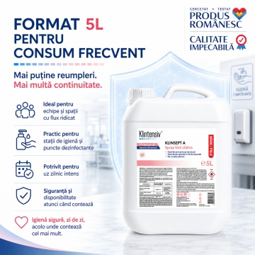 Dezinfectant mâini și piele Klinsept A, hidroalcoolic, 85% etanol, fără clătire, testat dermatologic, pentru dezinfectare igienică și chirurgicală, 5 L, 4x Stickere - Img 6