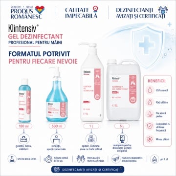 Gel dezinfectant mâini Klintensiv, profesional, 85% etanol, pentru reumplere dozatoare și stații de igienă, canistră 5 L, 4x Stickere - Img 6