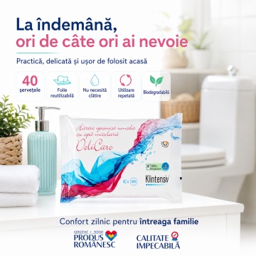 Hârtie Igienică Umedă Klintensiv, biodegradabilă 100%, cu apă micelară, argan și acid lactic, pentru igienă intimă și curățare delicată, 40 șervețele, 4x Stickere - Img 6