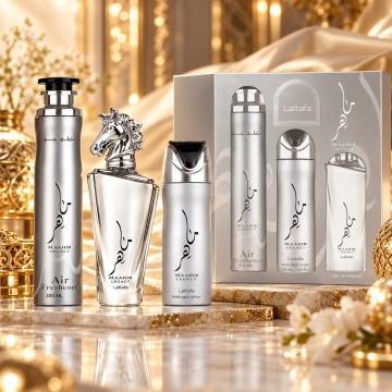 Lattafa Set Cadou Maahir Legacy + Spray + Air Freshener – Apă de parfum 100 ml + 200 ml, bărbați