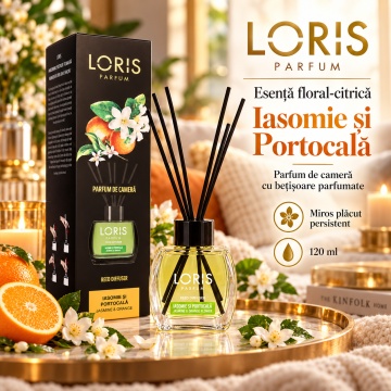 Loris Parfum Iasomie & Portocală 120 ml – Odorizant de Cameră cu Bețișoare Parfumate - Img 4