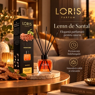 Loris Parfum Lemn de Santal 120 ml – Odorizant de Cameră cu Bețișoare Parfumate - Img 2