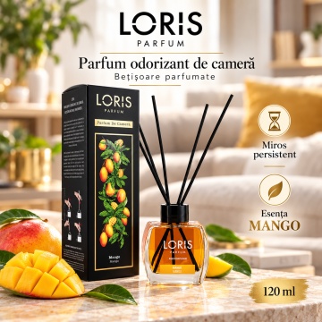 Loris Parfum Mango 120 ml – Odorizant de Cameră cu Bețișoare Parfumate - Img 2