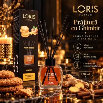Loris Parfum Prăjitură cu Ghimbir 120 ml – Odorizant de Cameră cu Bețișoare Parfumate - Img 4