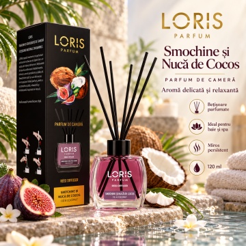 Loris Parfum Smochine & Nucă de Cocos 120 ml – Odorizant de Cameră cu Bețișoare Parfumate - Img 3