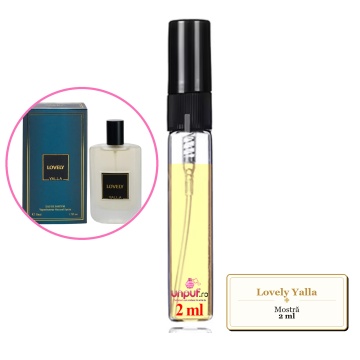 Mostra fiola din Lovely Yalla, decant sticla cu pulverizator