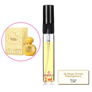Mostra fiola din Parfumul Al Absar Treats Passionnova, decant sticla cu pulverizator
