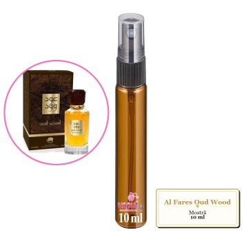 Mostra fiola din Parfumul Al Fares Oud Wood, decant sticla cu pulverizator