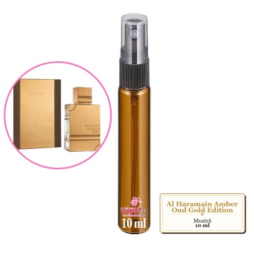 Mostra fiola din Parfumul Al Haramain Amber Oud Gold Edition, decant sticla cu pulverizator