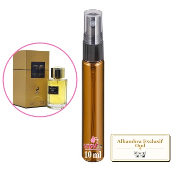 Mostra fiola din Parfumul Alhambra Exclusif Oud, decant sticla cu pulverizator