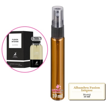 Mostra fiola din Parfumul Alhambra Fusion Intense, decant sticla cu pulverizator