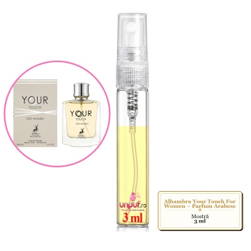 Mostra fiola din Parfumul Alhambra Your Touch For Women – Parfum Arabesc, decant sticla cu pulverizator - Img 3