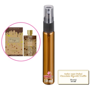 Mostra fiola din Parfumul Anfar 1950 Dubai Chocolate Biscotti Truffle, decant sticla cu pulverizator