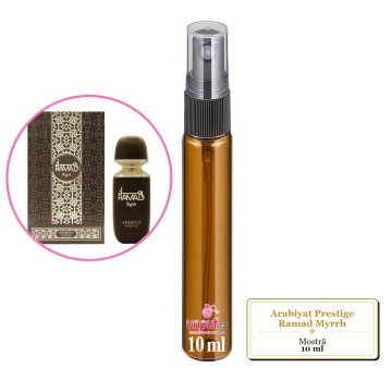 Mostra fiola din Parfumul Arabiyat Prestige Ramad Myrrh, decant sticla cu pulverizator