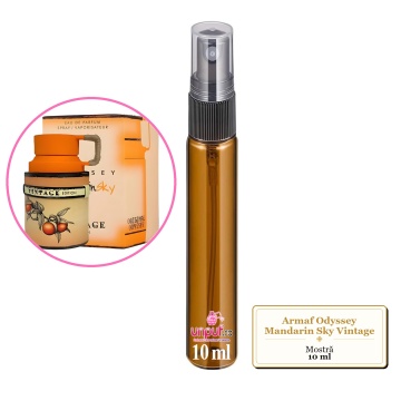 Mostra fiola din Parfumul Armaf Odyssey Mandarin Sky Vintage, decant sticla cu pulverizator