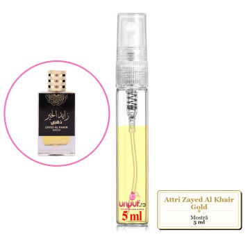 Mostra fiola din Parfumul Attri Zayed Al Khair Gold, decant sticla cu pulverizator - Img 4