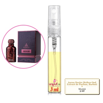 Mostra fiola din Parfumul Auraa Desire Molten Oud Extract de Parfum, Barbati, decant sticla cu pulverizator - Img 3