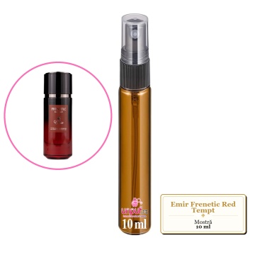 Mostra fiola din Parfumul Emir Frenetic Red Tempt, decant sticla cu pulverizator