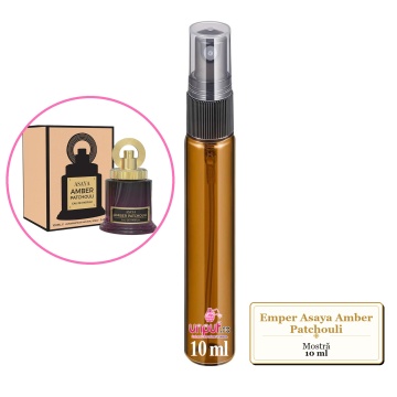 Mostra fiola din Parfumul Emper Asaya Amber Patchouli, decant sticla cu pulverizator