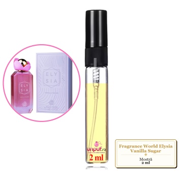 Mostra fiola din Parfumul Fragrance World Elysia Vanilla Sugar, decant sticla cu pulverizator - Img 2
