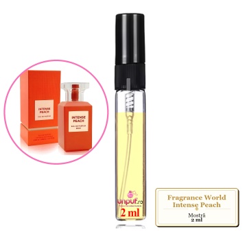 Mostra fiola din Parfumul Fragrance World Intense Peach, decant sticla cu pulverizator - Img 1