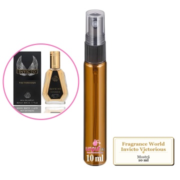 Mostra fiola din Parfumul Fragrance World Invicto Victorious, decant sticla cu pulverizator